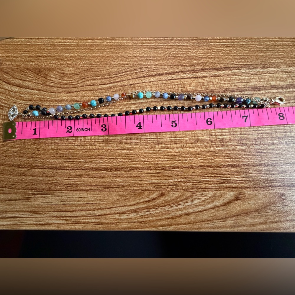 Multicolor Beaded Gold Bracelet - Picture 3 of 4